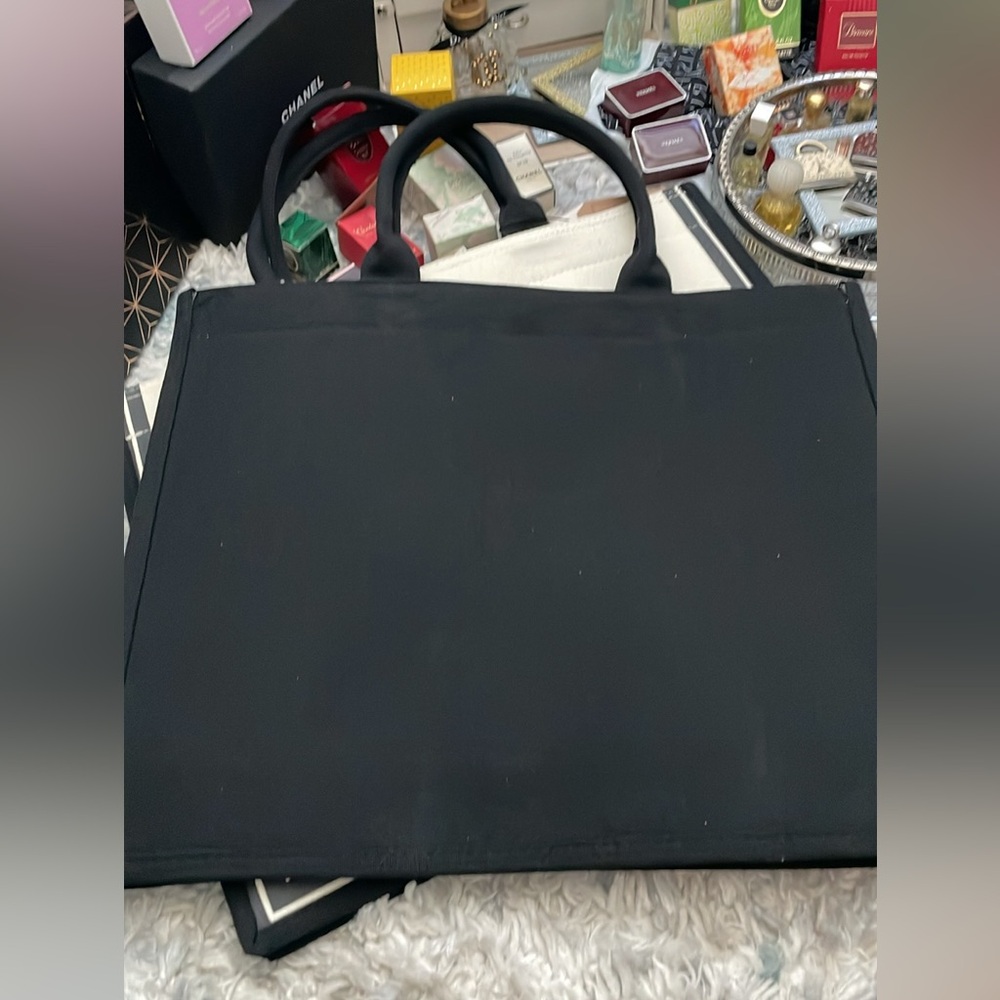 ✨Paris Mon Amour Canvas LARGE Tote Bag - Cream and Black✨NEW from Paris - Picture 3 of 4